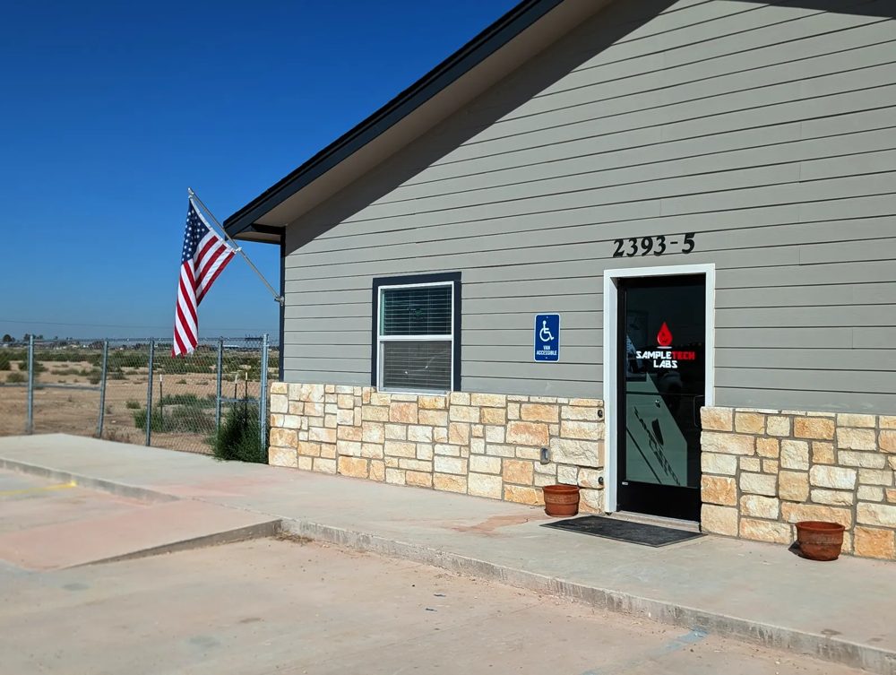 SampleTech Labs building entrance at 2393-5 Hwy 285, Carlsbad, NM